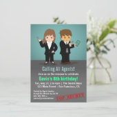 Geheimes Agent-Geburtstags-Party Einladung (Stehend Vorderseite)