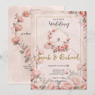Geheimgarten Blumenpfirsich Pink Whimsical Wedding Einladung