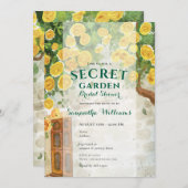 Geheimgarten Gelbe Rosen verzaubertes Brautparty Einladung (Vorne/Hinten)
