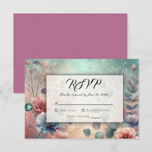 Geheimgarten im Abend Glühen RSVP Karte (Vorne/Hinten)