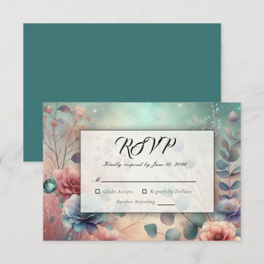 Geheimgarten im Abend Glühen RSVP Karte (Vorne/Hinten)