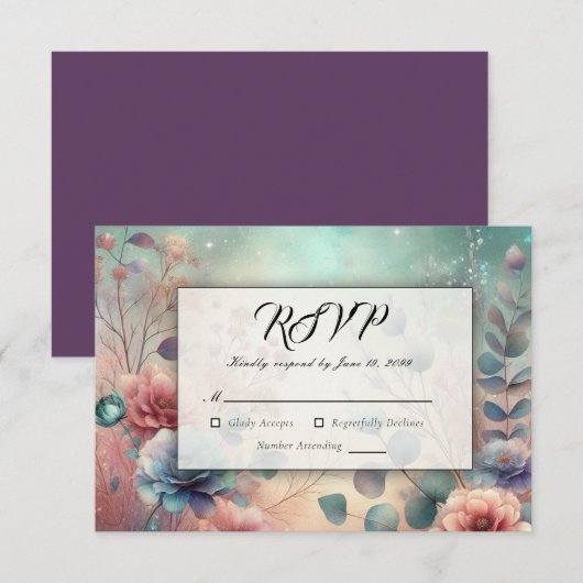 Geheimgarten im Abend Glühen RSVP Karte (Vorne/Hinten)