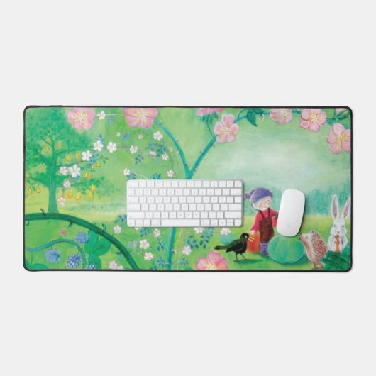 Geheimgarten mit Gnome Illustration Schreibtischunterlage (Tastatur & Maus)