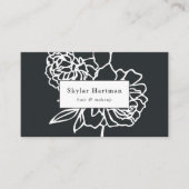 Geheimgarten | Schwarze und weiße Blüten Visitenkarte (Vorderseite)