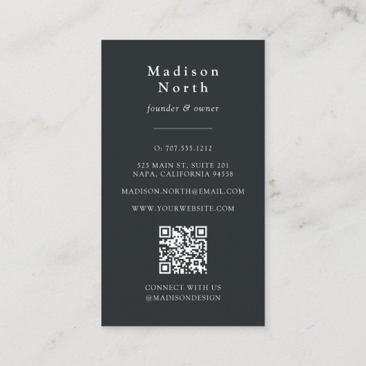 Geheimgarten | Vertikaler floraler QR-Code Visitenkarte (Rückseite)