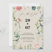 Geheimgarten-Wildblumen heiraten das Datum Einladung (Vorderseite)