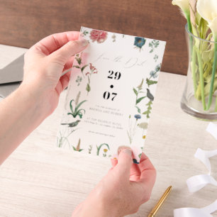 Geheimgarten-Wildblumen Save the Date Pergament Einladungen