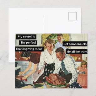 Geheimnis des perfekten Thanksgiving-Dinners Vinta Postkarte
