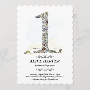 Geheimnis-Garten-erstes Geburtstags-Party Einladung