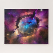 Geheimnisschattenfigur in Wolken des Weltraumnebel Puzzle (Horizontal)