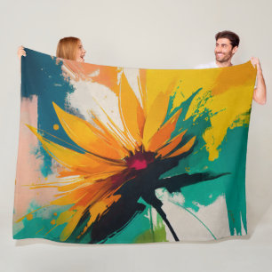 Geheimnisvolle Blüte – Ein Tanz von Farbe und Bewe Fleecedecke