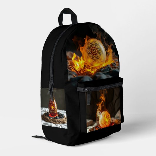 Geheimnisvolle Dracheneier – Ursprung des Feuers Bedruckter Rucksack (Rückseitige Ecke links)