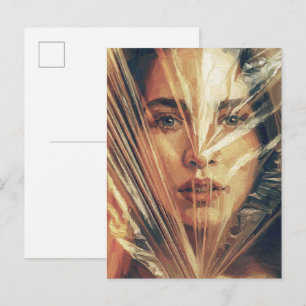 Geheimnisvolle Frau hinter Strokes Impasto-Ölgemäl Postkarte