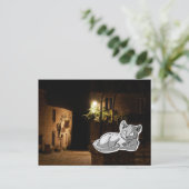 Geheimnisvolle Katze Postkarte (Stehend Vorderseite)