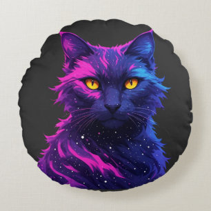 Geheimnisvolle Katze Rundes Kissen