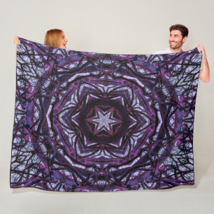 Geheimnisvolle Mandala-Wurzeln Blumen Stern Lila S Fleecedecke