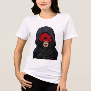 Geheimnisvolle verschleierte Frau Düstere Blumen-G Tri-Blend Shirt