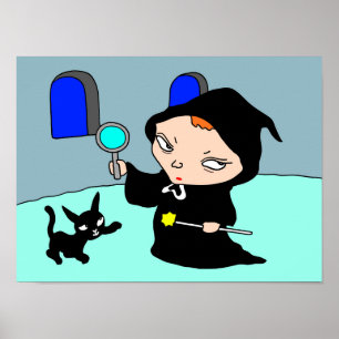 Geheimnisvoller Alltag der Hexe in Schwarz. Poster
