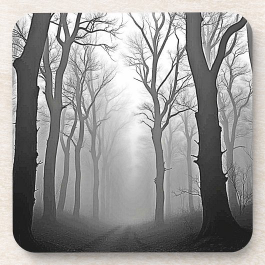 Geheimnisvoller nebliger Waldweg Getränkeuntersetzer (Vorderseite)