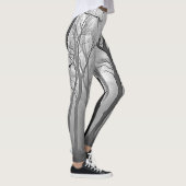 Geheimnisvoller nebliger Waldweg Leggings (Rechts)