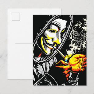 Geheimnisvoller Rauchender Mit Kapuzenmaske Pop Ar Postkarte