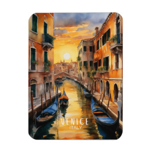 Geheimnisvoller schöner Sonnenuntergang in Venedig Magnet