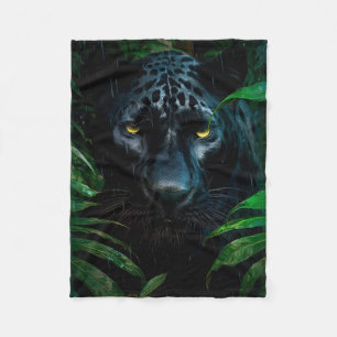 Geheimnisvoller Schwarzer Panther Dschungel Wildti Fleecedecke