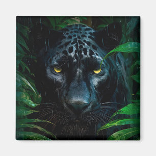 Geheimnisvoller Schwarzer Panther Dschungel Wildti Magnet
