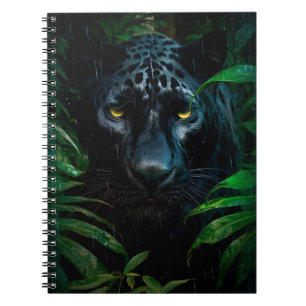 Geheimnisvoller Schwarzer Panther Dschungel Wildti Notizblock