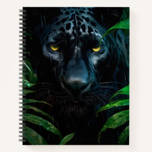 Geheimnisvoller Schwarzer Panther Dschungel Wildti Notizblock