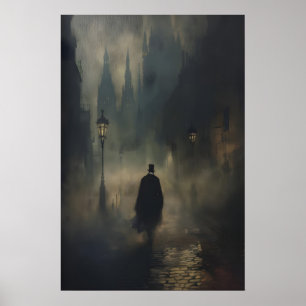 Geheimnisvoller viktorianischer Mann Jack the Ripp Poster