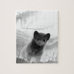 Geheimnisvoller Waldnacht Szene mit Marder Wildnis Puzzle