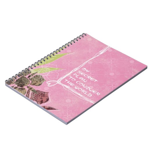 Geheimplan Pink Blume Notebook Notizblock (Linke Seite)