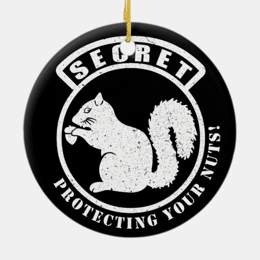 Geheimquirrel-Patch schützt Ihre Nüsse Keramik Ornament (Hinten)