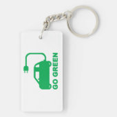 Gehen ~ Antriebs-elektrische Autos grüner Schlüsselanhänger (Rückseite)