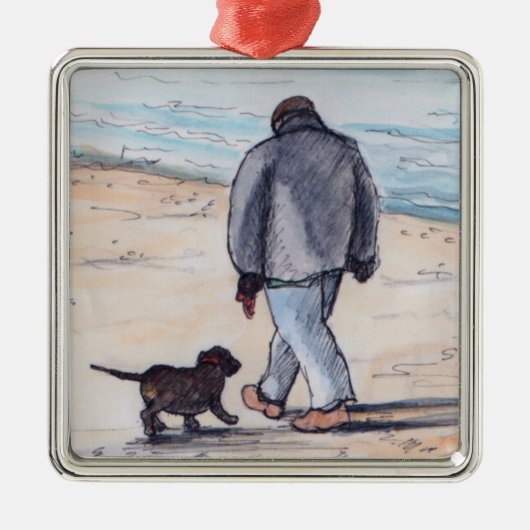 Gehen der Hund - 05 Silbernes Ornament (Vorne)