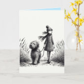 Gehen der Hundkarte Karte (Gelbe Blume)