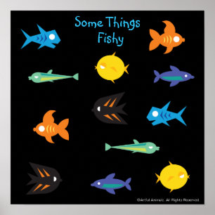 Gehen fischartiges schwarzes helles Aquarium Poster