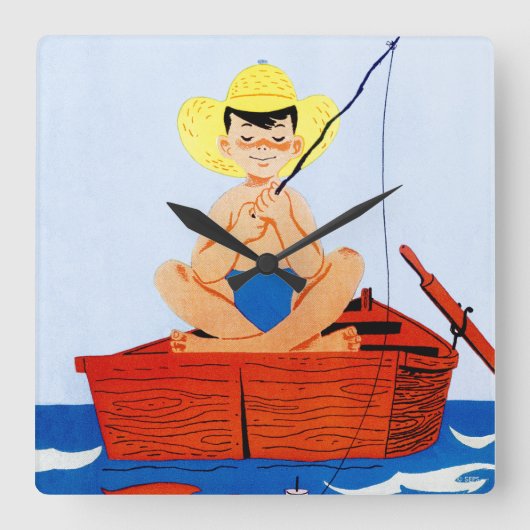 Gehen Fische Quadratische Wanduhr (Vorderseite)