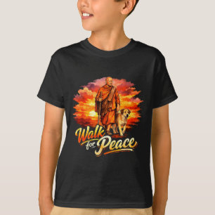 Gehen für den Frieden achtsamer Mönch spirituelle T-Shirt
