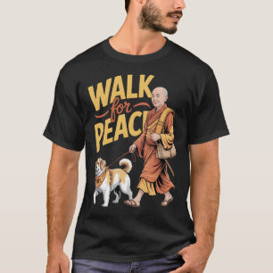 Gehen für Friedensmönche mit Aloka-Hund Minimalist T-Shirt
