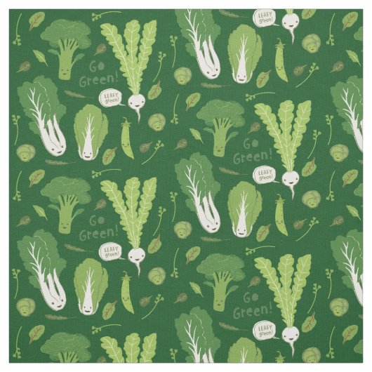 Gehen Grün! Belaubtes Grün! Glückliche Stoff (Muster)
