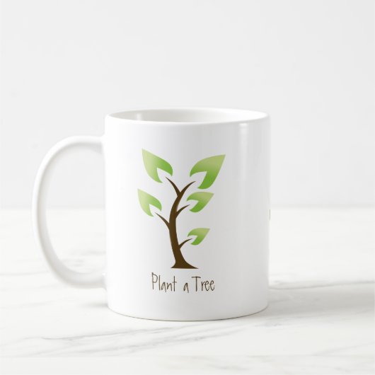 Gehen Grün. Pflanze ein Baum. Retten Sie den Kaffeetasse (Links)