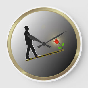 Gehen in Richtung Hoffnung Minimalistische Silhoue Große Wanduhr