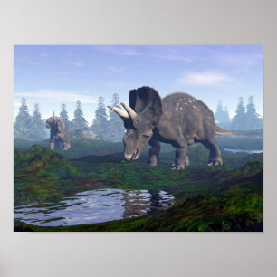 Gehen mit zwei nedoceratops/diceratops poster