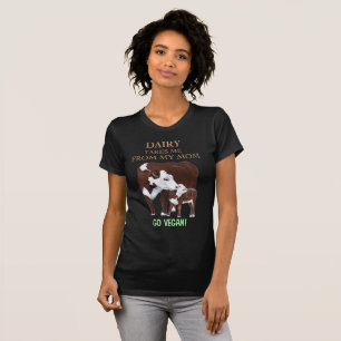Gehen Mutter-Kuh und Kalb-T-Shirt vegane T-Shirt