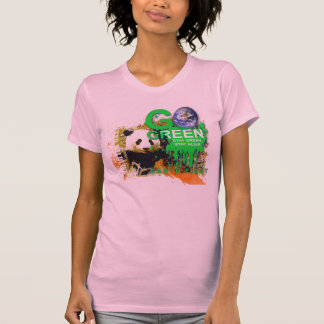 gehen Panda grüner T-Shirt