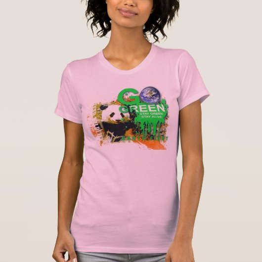 gehen Panda grüner T-Shirt (Vorderseite)