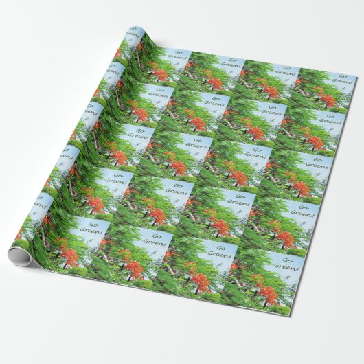 Gehen rotes Flammen-Baum-Packpapier grünes Geschenkpapier (Ungerollt)