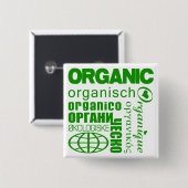 Gehen Sie Bio! Mehrsprachiger Knopf Button (Vorne & Hinten)